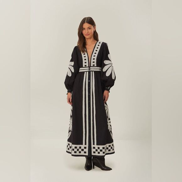 Farm Rio Black Nature Buttoned Maxi Dress - Picture 7 of 7